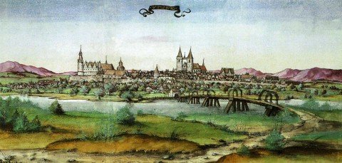 Stadtansicht Wittenbergs aus den Reisebildern des Pfalzgrafen Ottheinrich aus den Jahren 1536/37